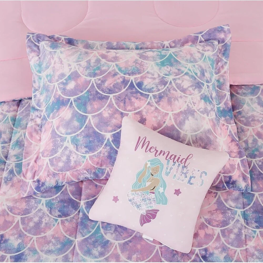 Twin Comforter Set for Girls-3 Pieces Glow in The Dark Bedding Set Mermaid
